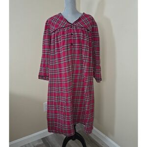 Vtg Fashion bug Sleepwear Red Plaid Long Sleeve Nightgown Women's M